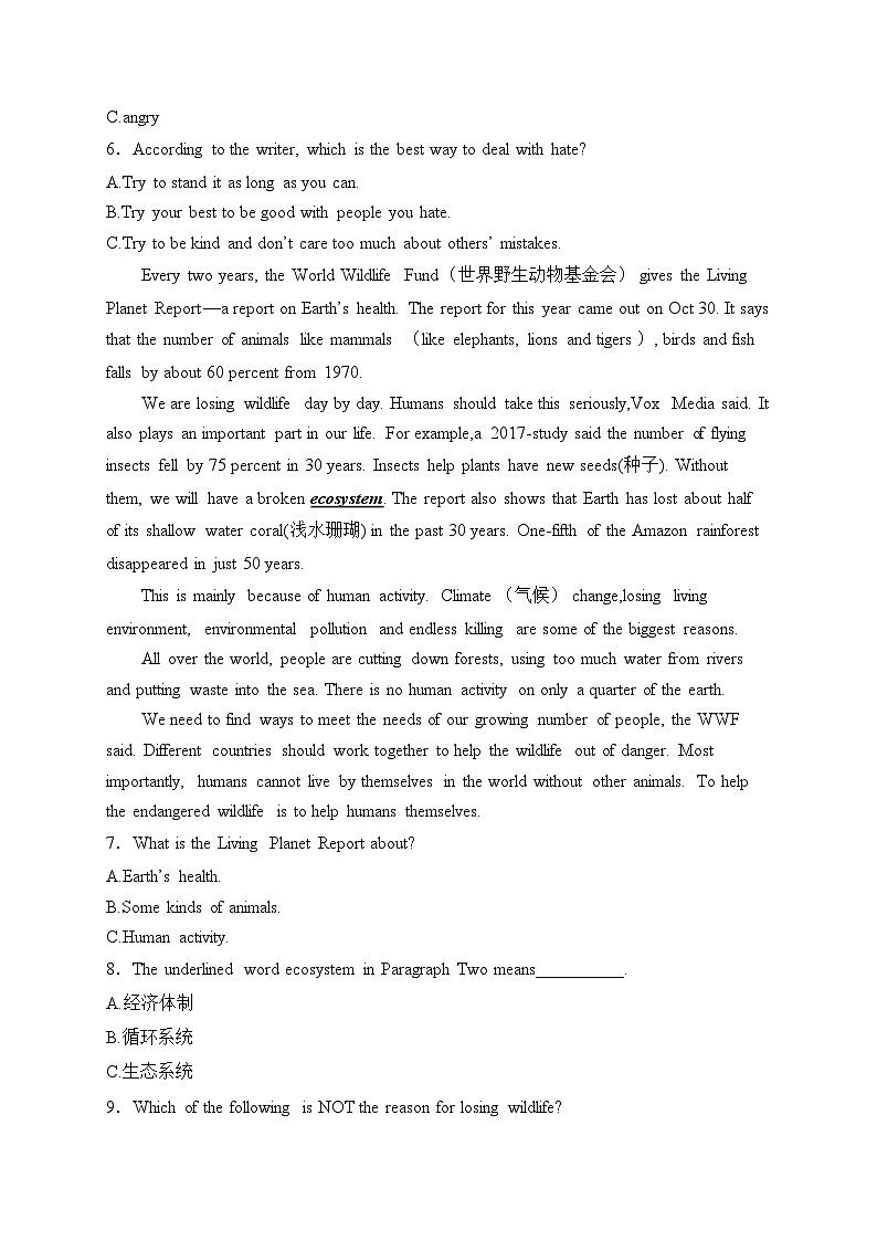 湖南省长沙市2024-2025学年八年级上学期期末第三次模拟测试英语试卷(含答案)第3页