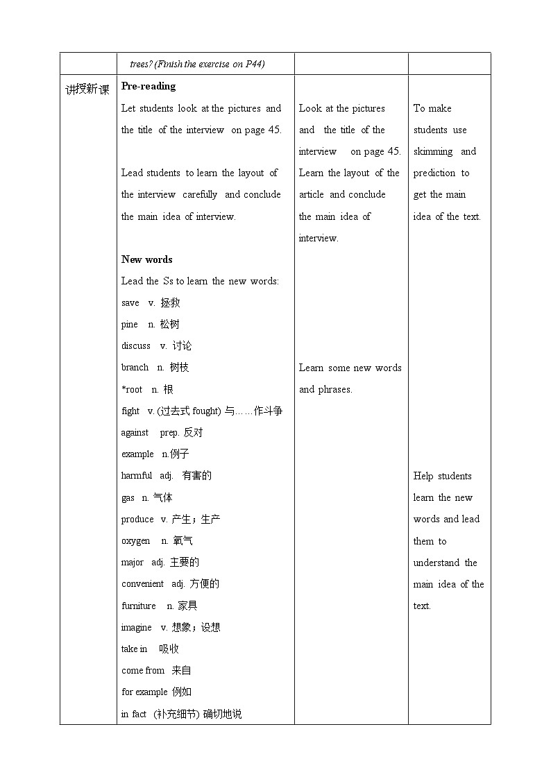 沪教牛津版（六三制）英语七下 Unit 4 《Save the trees 》第1课时Reading I教案第2页