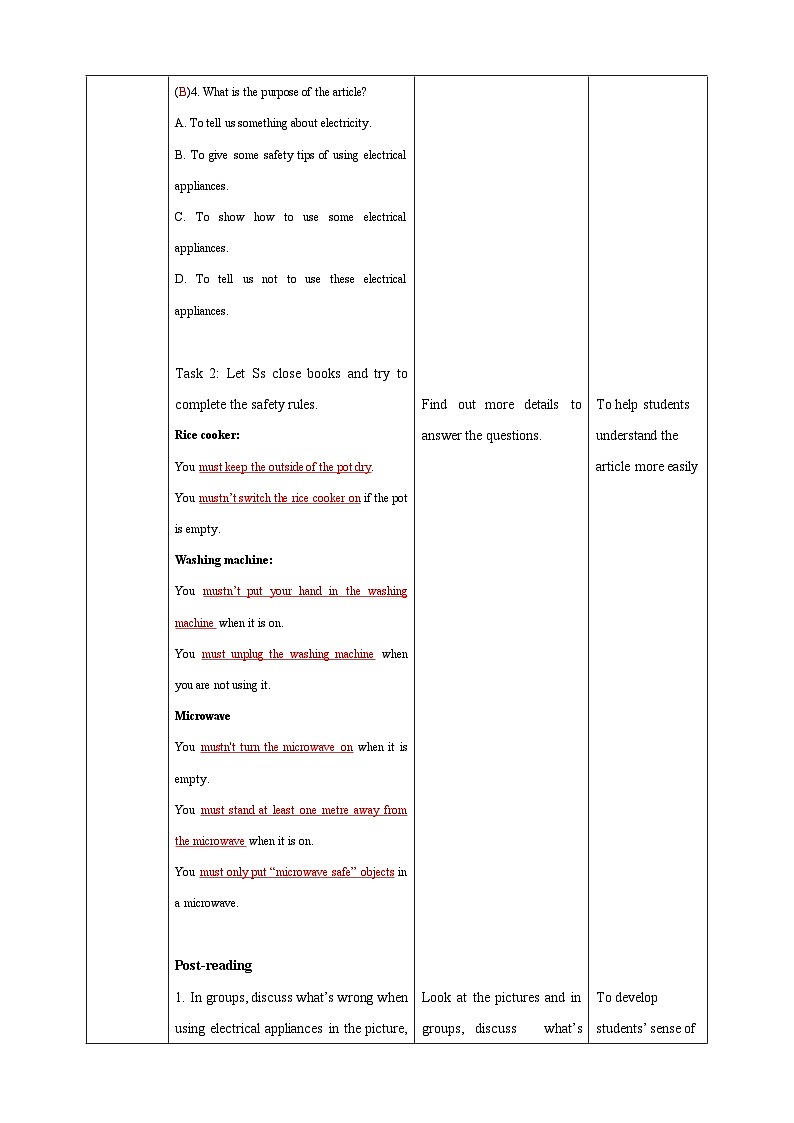 沪教牛津版（六三制）英语七下  Unit 6 《Electricity》  第5课时More practice  教案第3页