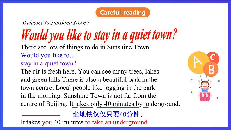 牛津译林版英语七下Unit 3 Welcome to Sunshine Town第二课时Reading 课件 第8页