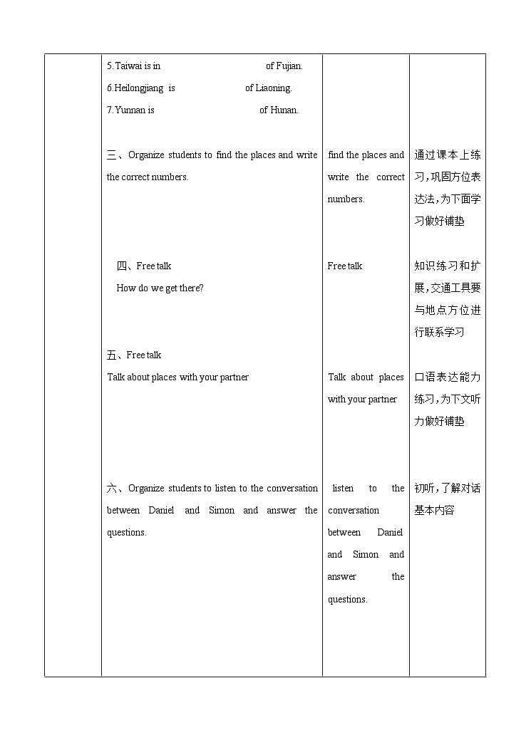 牛津译林版英语七下Unit4 Finding your way 第一课时Welcome to the unit 教案第2页