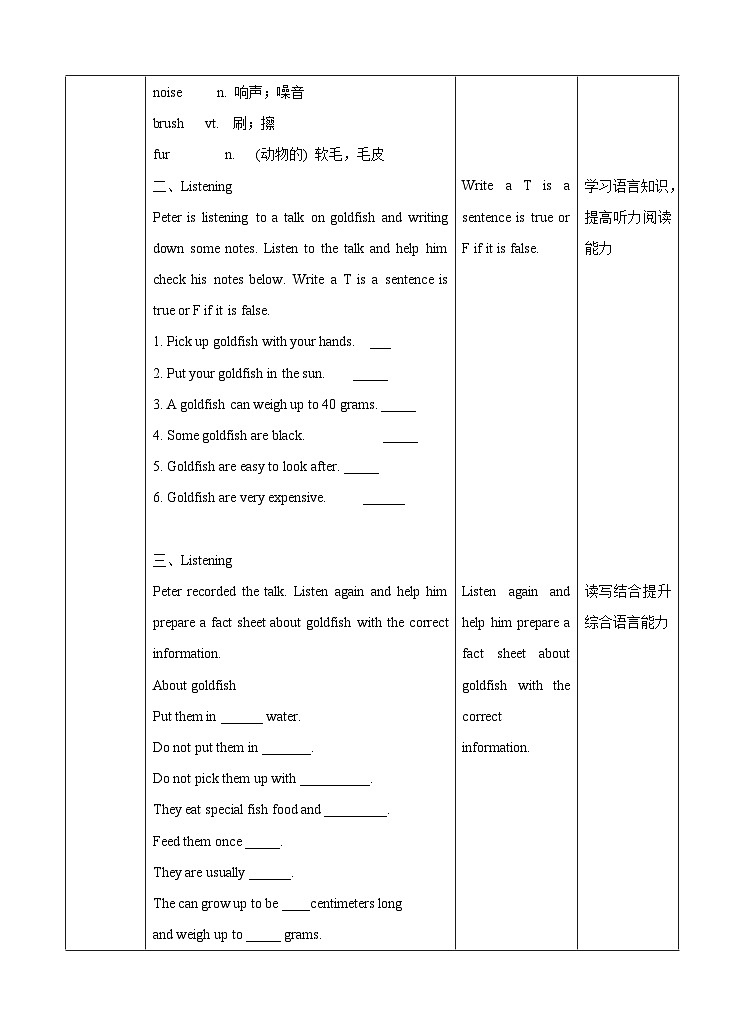 牛津译林版英语七下Unit8 Pets 第四课时 Integrated Skills and Study Skills  教案第2页