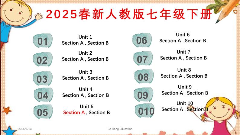 人教版2024七年级下册英语U5A单词 课件第2页