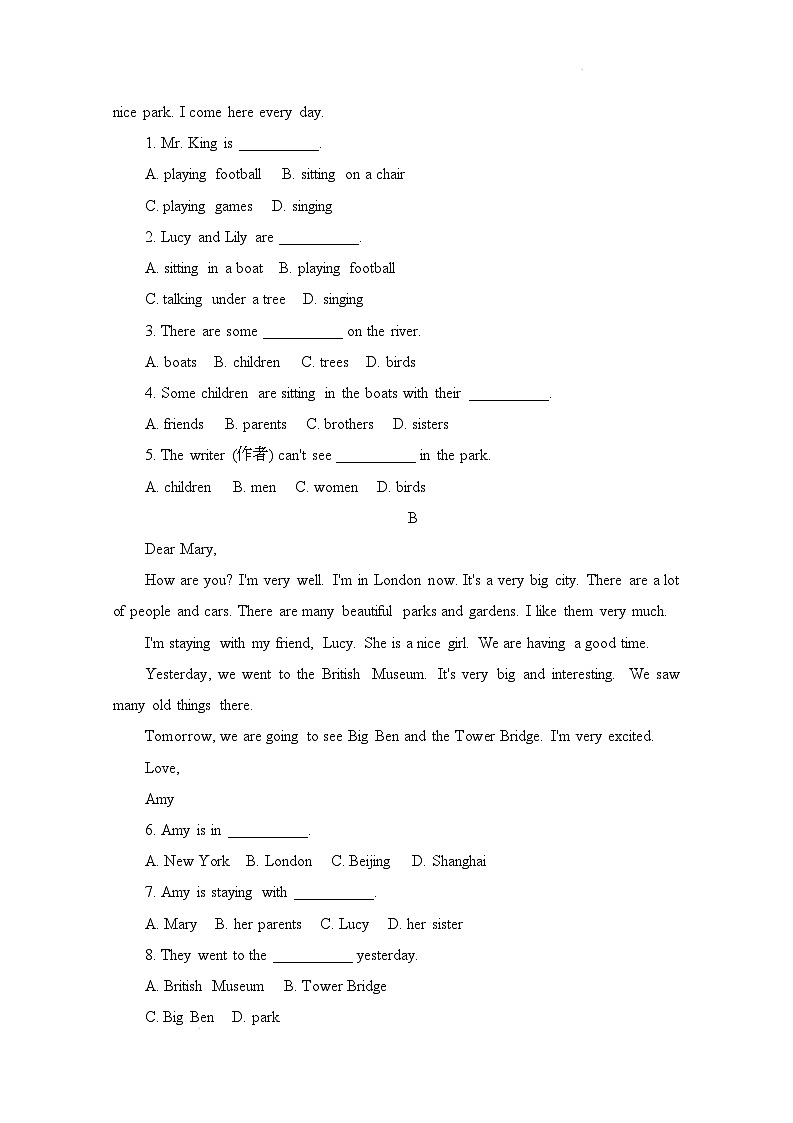 译林版（2024）初中英语七年级下册 Unit 6 Beautiful landscapes Grammar 同步练习第3页