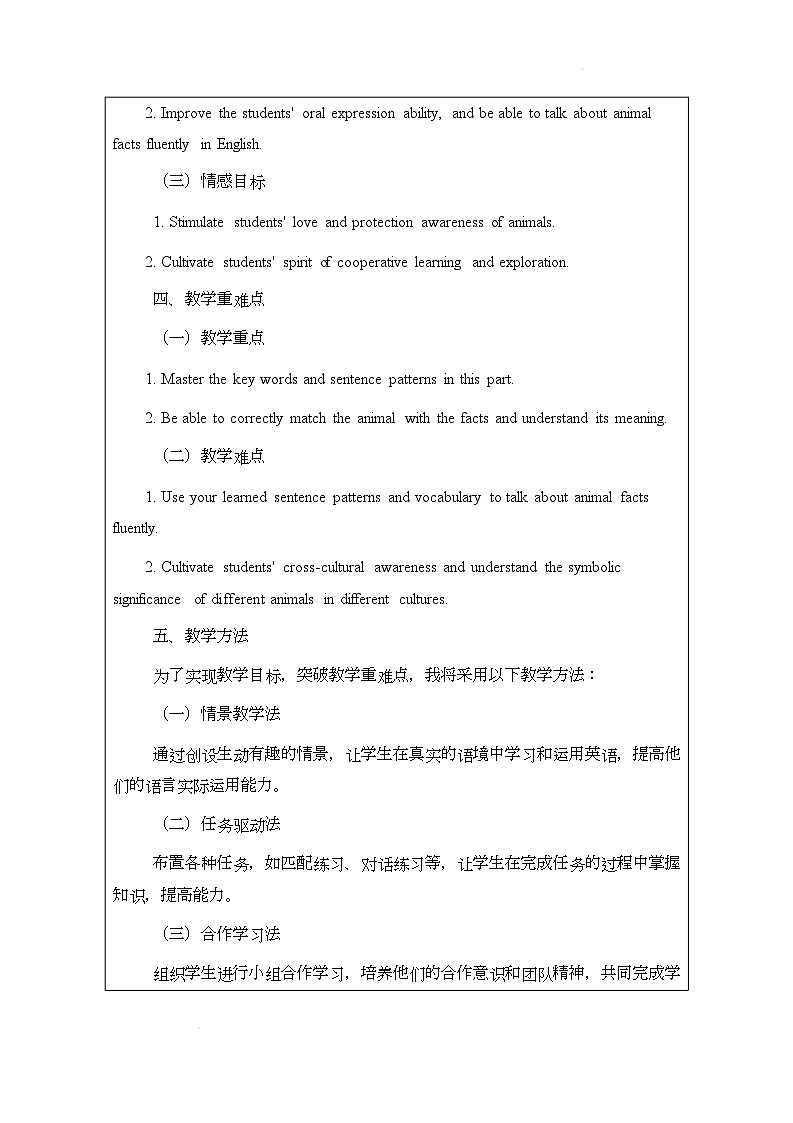 译林版（2024）初中英语七年级下册 Unit 5 Animal Friends Welcome to the unit 说课稿第2页