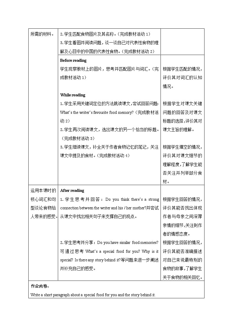 外研版（2024）七年级下册Unit 3 Food matters教学设计（6课时）（表格式）第2页