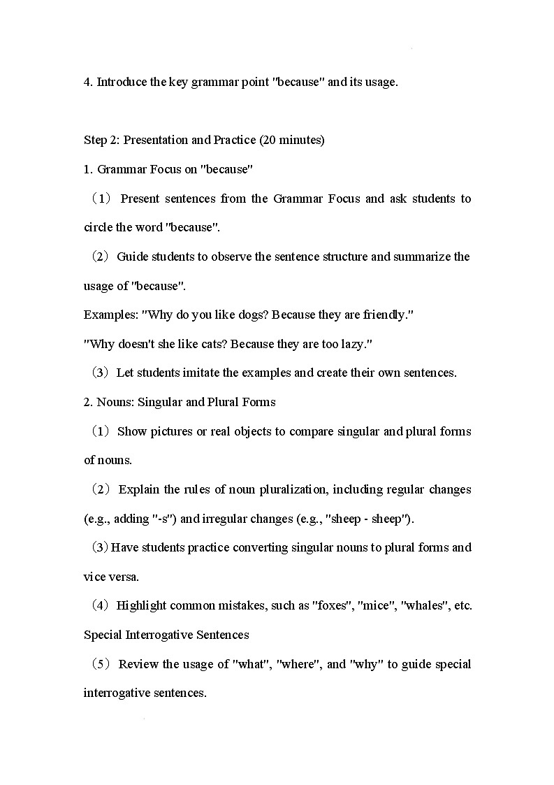 新人教版英语七年级下册 Unit 1 Animal friends Section A Grammar Focus英文版教案第2页