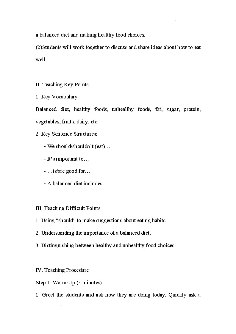 新人教版英语七年级下册 Unit 4 Eat Well Section B 2a~2c教案第2页