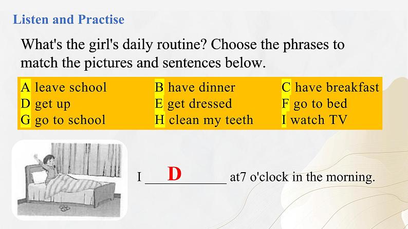 【核心素养】北师大版英语七年级下册 Unit 1 Every Day Topic Talk 同步课件第5页