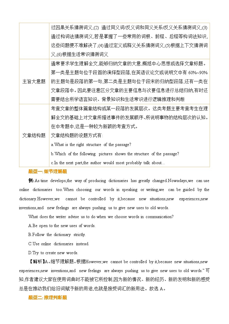 2025年中考英语二轮专题复习：阅读理解 题型突破讲义（含练习题及答案）第2页