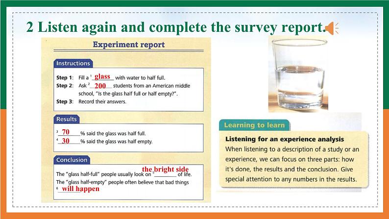 【公开课听说课件】Unit 1 The secrets of happiness Developing ideas Listening&speaking 新教材2025外研版七下英语第8页