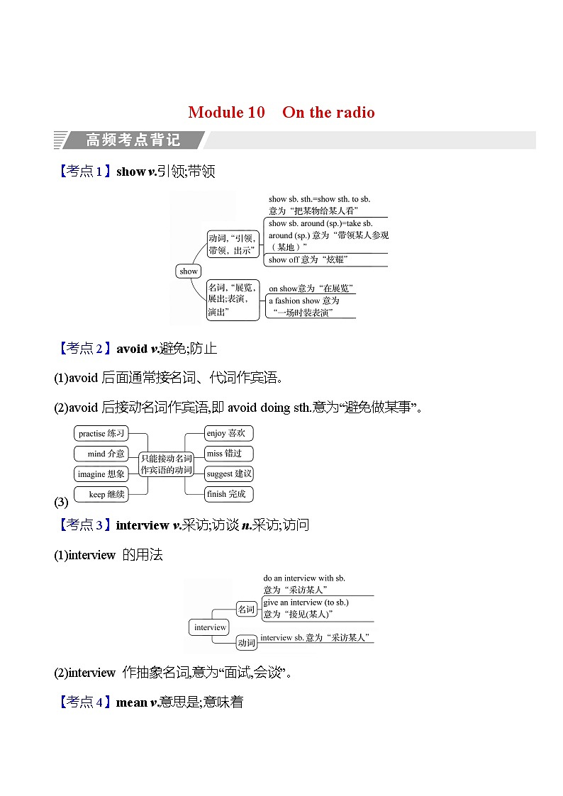 Module 10 On the radio 知识清单初中英语外研版八年级下册第1页