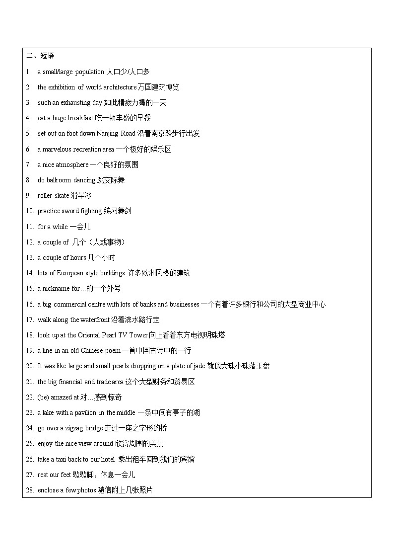 牛津上海版英语九年级下册 Unit3 Going places 讲义第2页