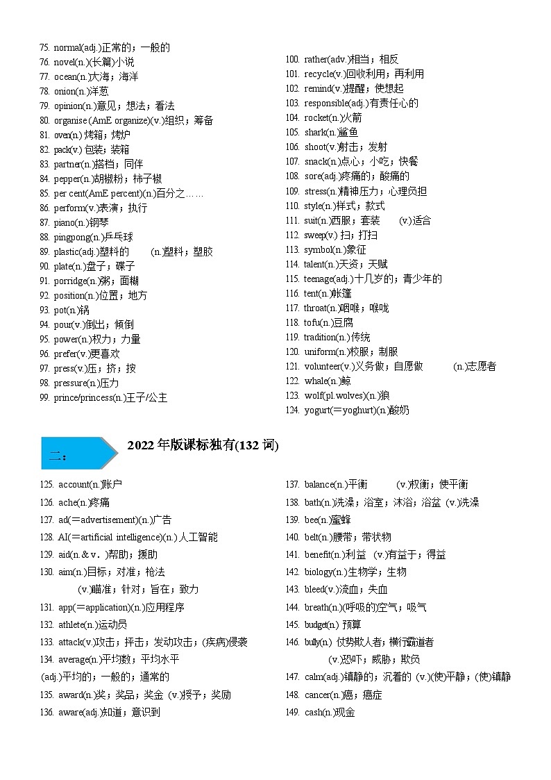 新课标初中中考英语新增256词（含答案）练习第2页