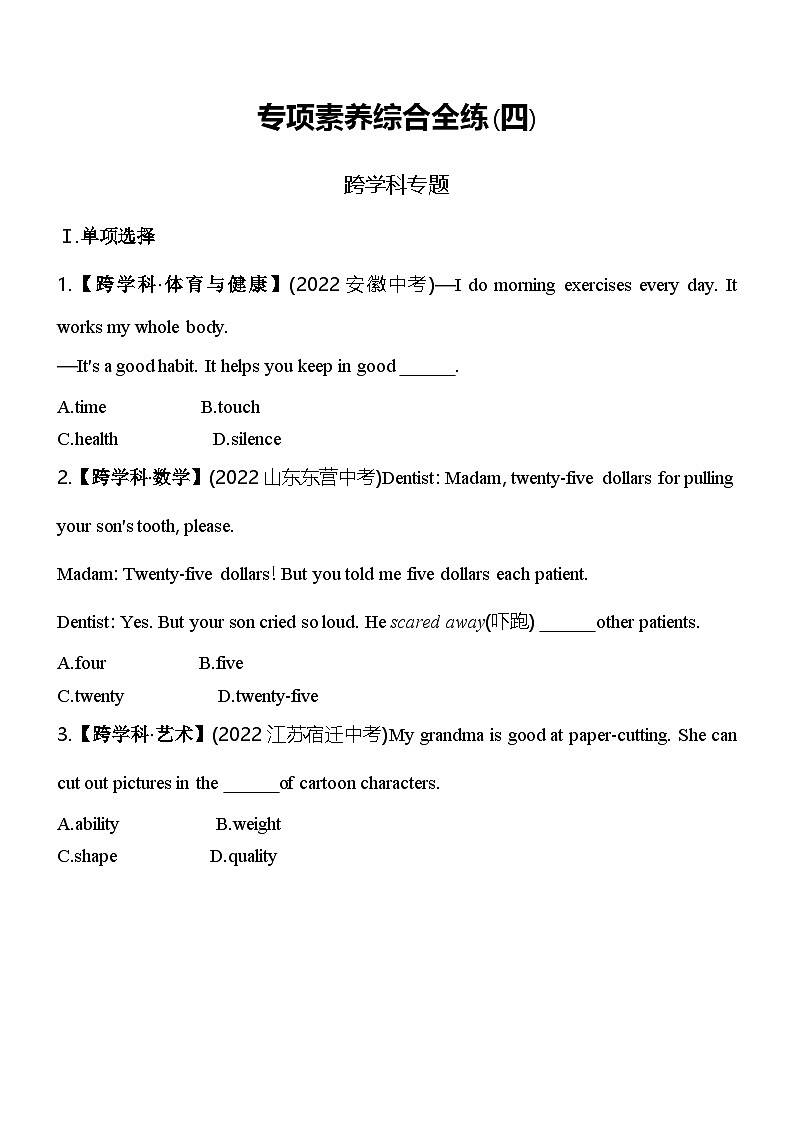 04-专项素养综合全练(四)第1页