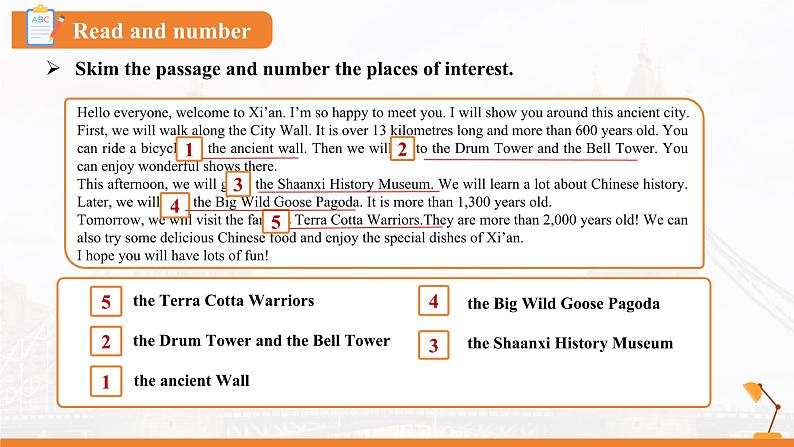 Unit 1 Lesson 3 A visit to xi'an  课件  冀教版（2024）七年级下册第6页