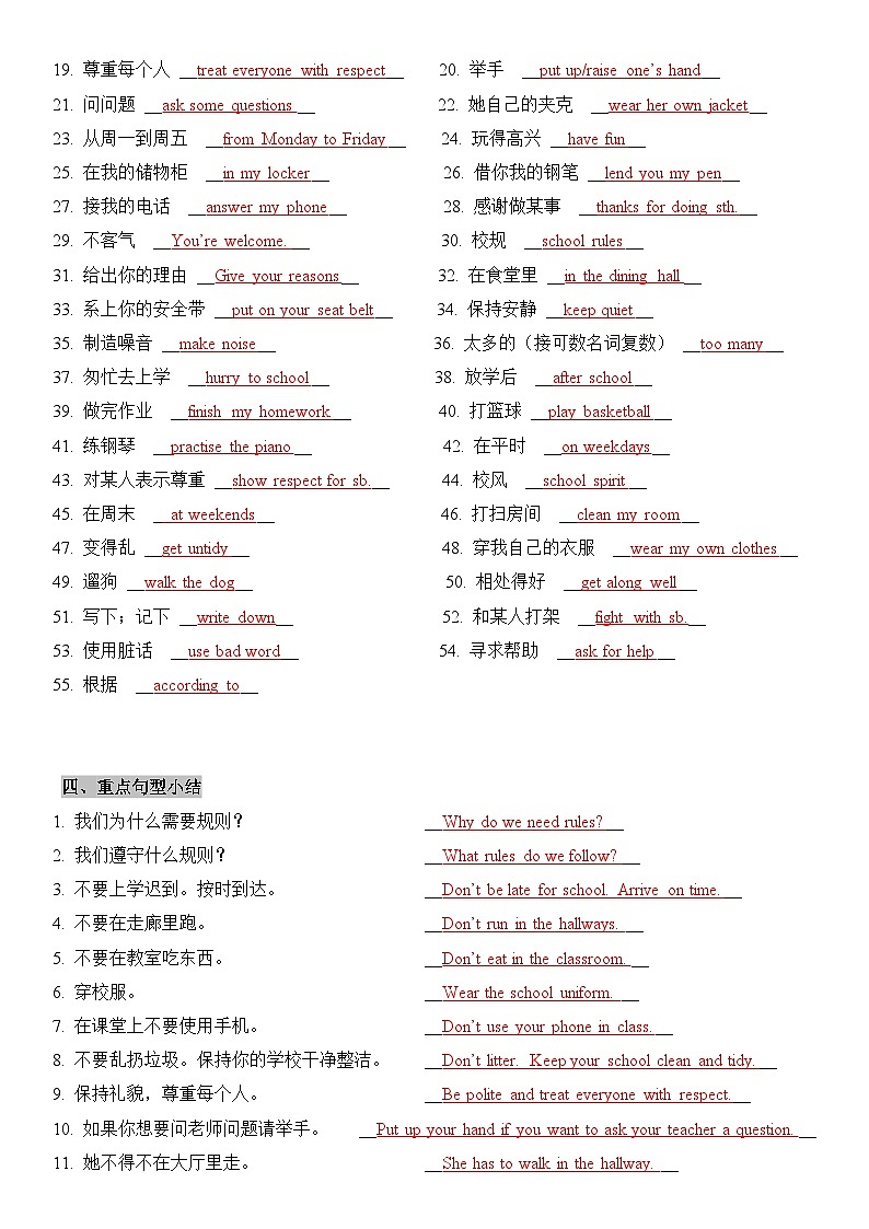2025新人教版七年级下册英语 Unit 2知识点梳理及语法讲义(教师版)第3页