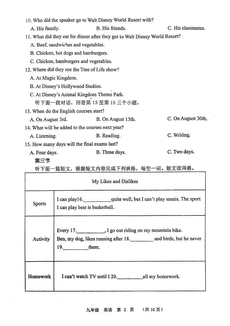 河南省实验中学2024-2025学年九年级下学期开学考英语试题及答案第2页