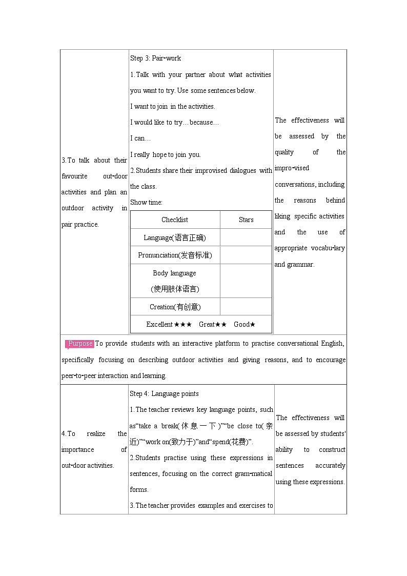 新译林版初中英语7年级下册 Unit 7 Outdoor fun 单元教案第3页