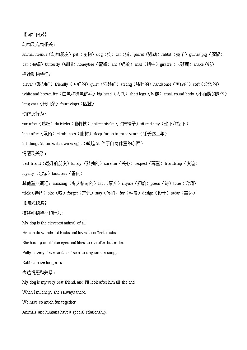 Unit 5 Animal friends（动物朋友）单元写作指导与演练（原卷版）第2页