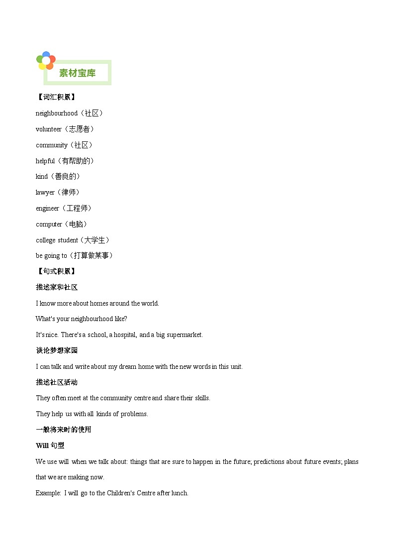 新译林版初中英语7下 七下 Uni 2 Neighbourhood （社区环境与邻里关系）单元写作指导与演练 学生版本第2页