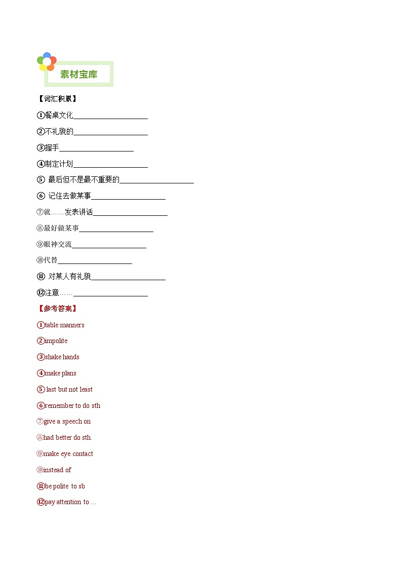 Unit 5 Good manners-【同步写作课】2023-2024学年八年级英语下册单元写作深度指导（牛津译林版）（教师版）第2页