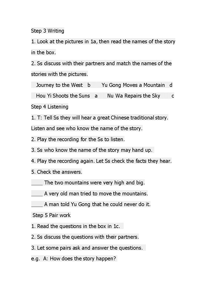 Unit 6 An old man tried to move the mountains Section A 1 (1a-2d）教学设计 人教版英语八年级下册第3页