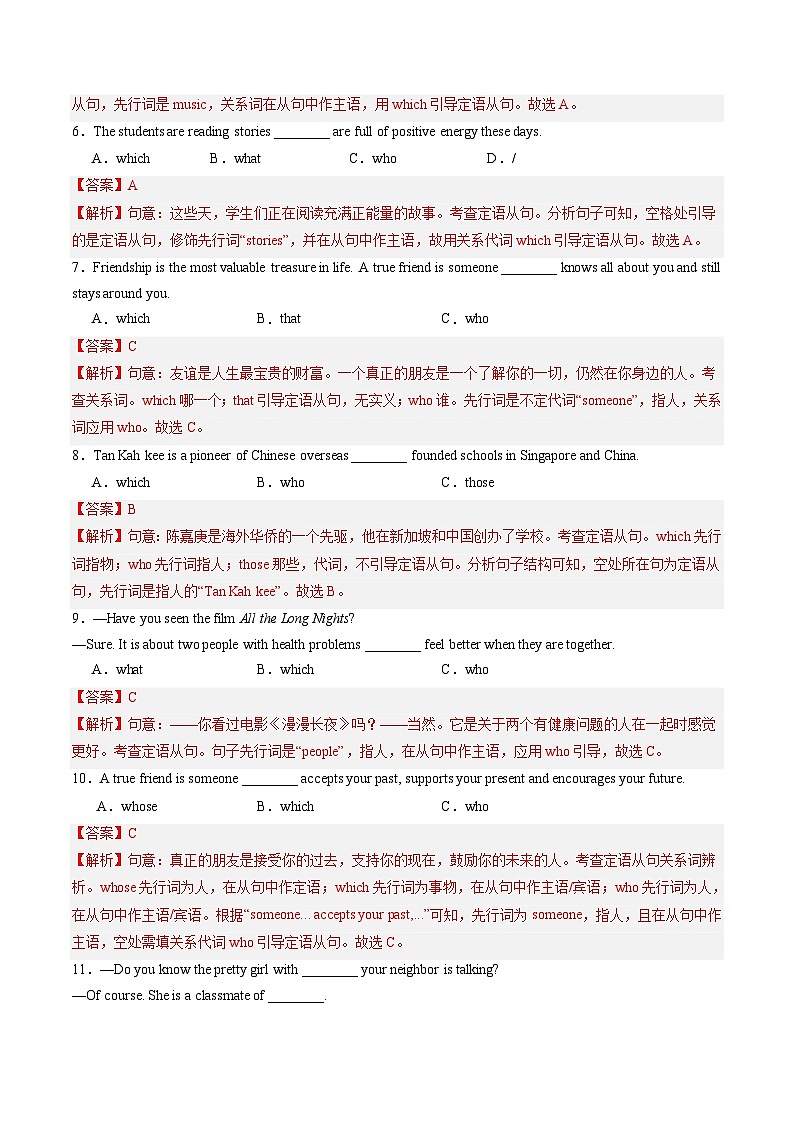 2025年中考英语一轮复习 第10讲 定语从句（练习）（解析版）第2页