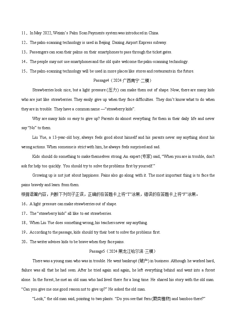 2025年中考英语一轮复习 第30讲 阅读理解之判断正误（练习）（原卷版）第3页