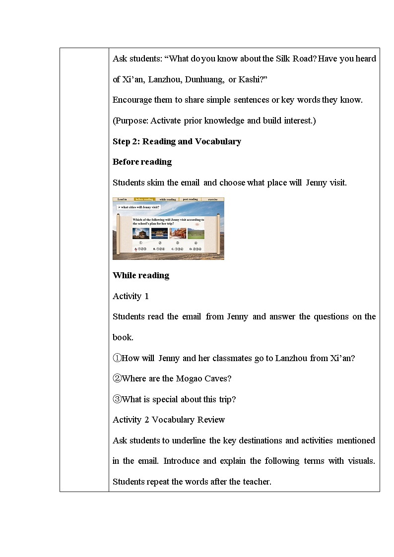 Unit 1 Lesson 2 Our trip plan 教案第2页