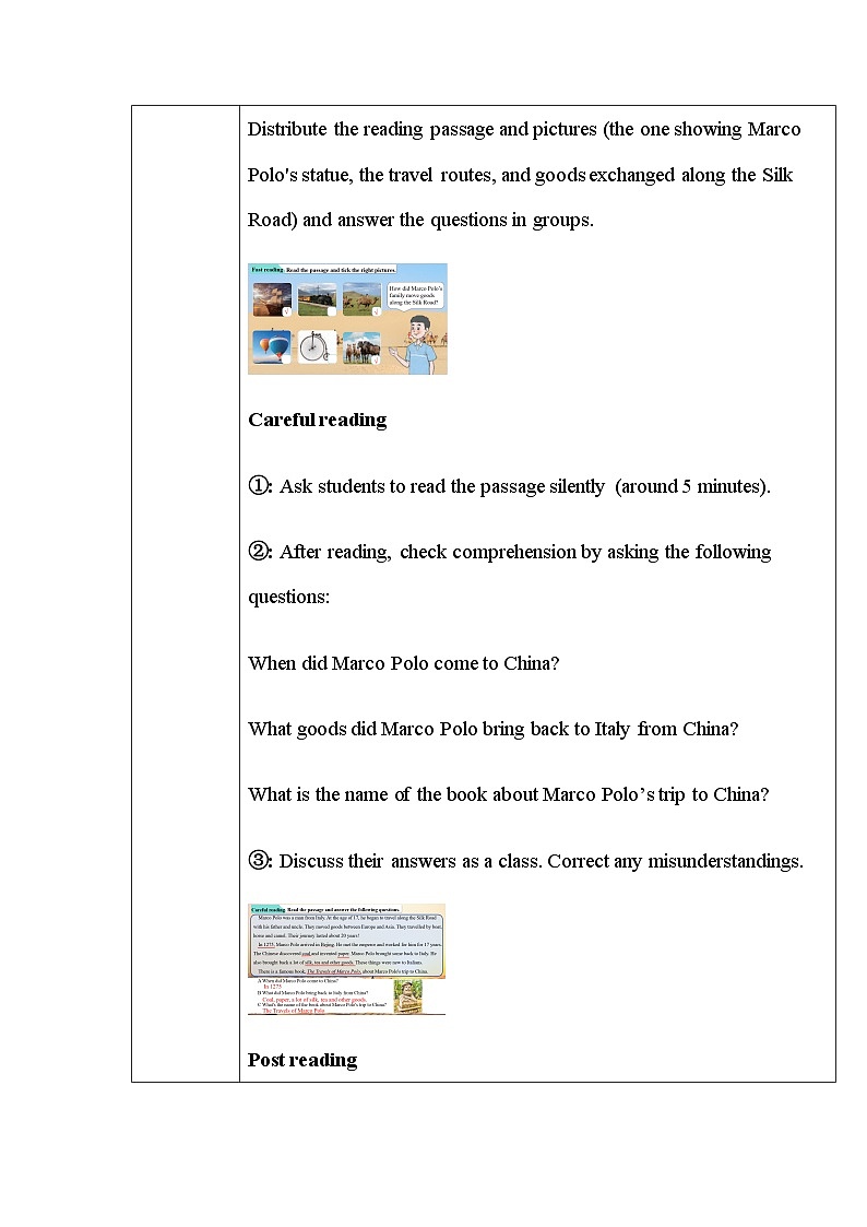 Unit1 Lesson 6 Marco Polo and the Silk Road 教案第3页