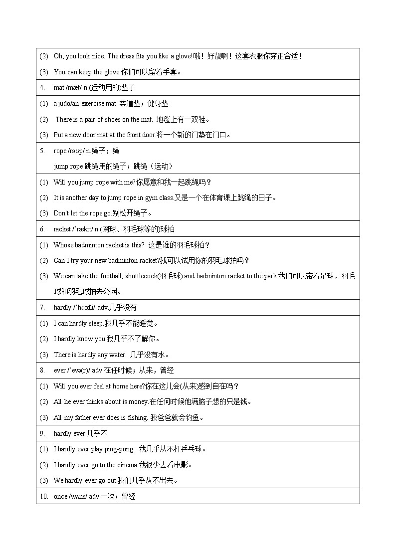 人教版（2024新版）七年级下册英语Unit 3 Keep Fit 单词讲义第2页