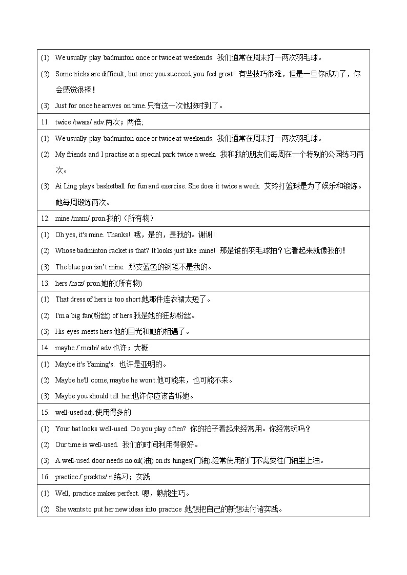 人教版（2024新版）七年级下册英语Unit 3 Keep Fit 单词讲义第3页