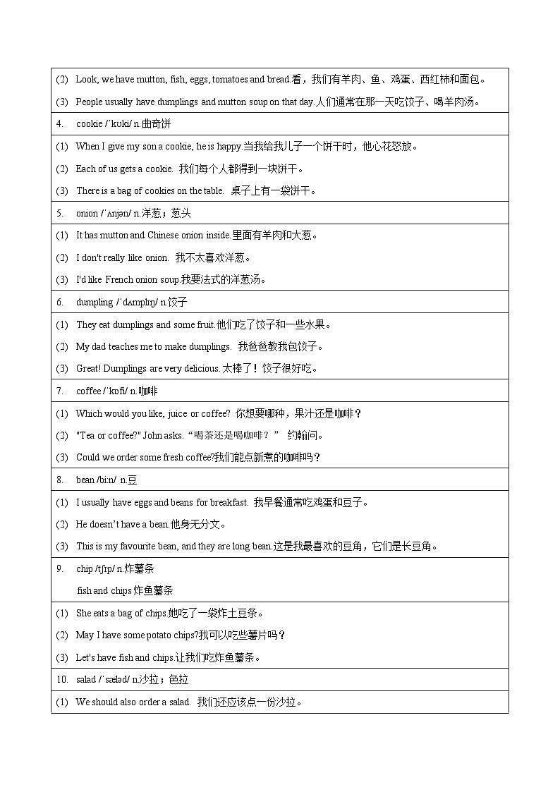 人教版（2024新版）七年级下册英语Unit 4 Eat Well 单词讲义第2页