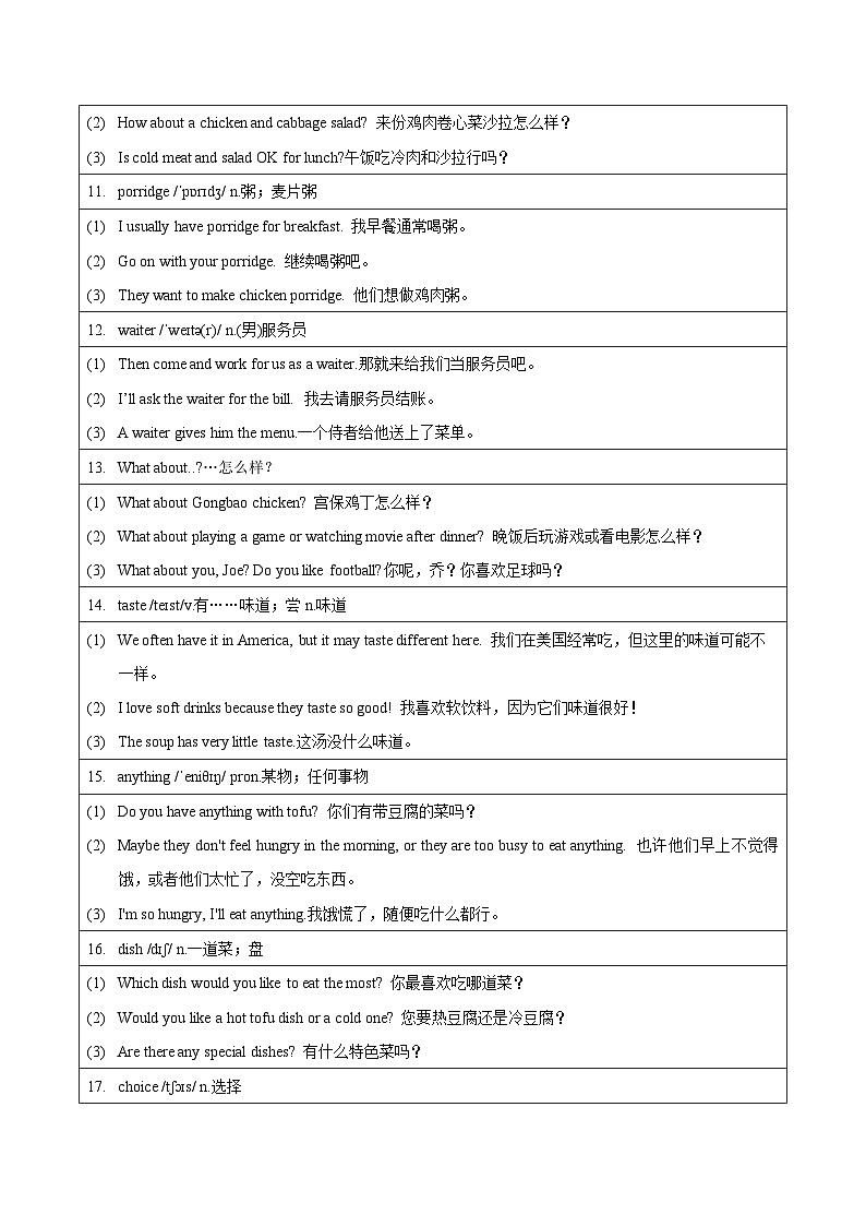 人教版（2024新版）七年级下册英语Unit 4 Eat Well 单词讲义第3页