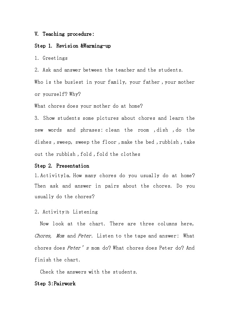 Unit 3 Could you please clean your room_Section A 1a—2d 教案 人教版英语八年级下册第2页