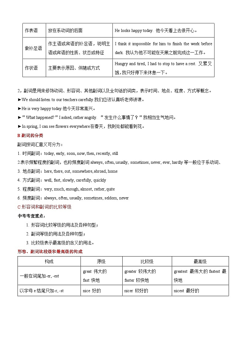 中考英语二轮复习专题03 形容词 & 副词（讲练）（解析版）第3页