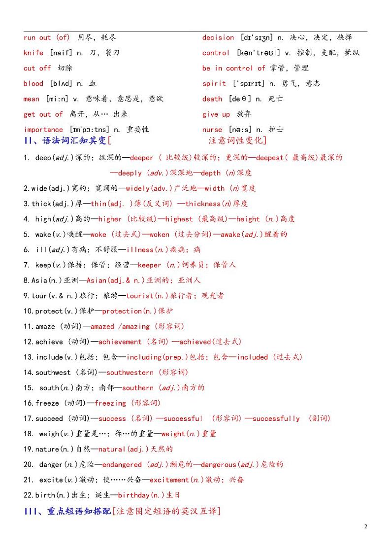 八年级英语下册同步必备知识清单  Unit 7 What’s the highest mountain in the world？（人教版）第2页