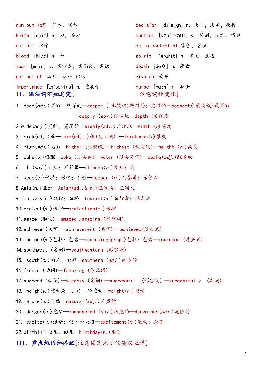 八年级英语下册同步必备知识清单  Unit 7 What’s the highest mountain in the world？（人教版）第2页