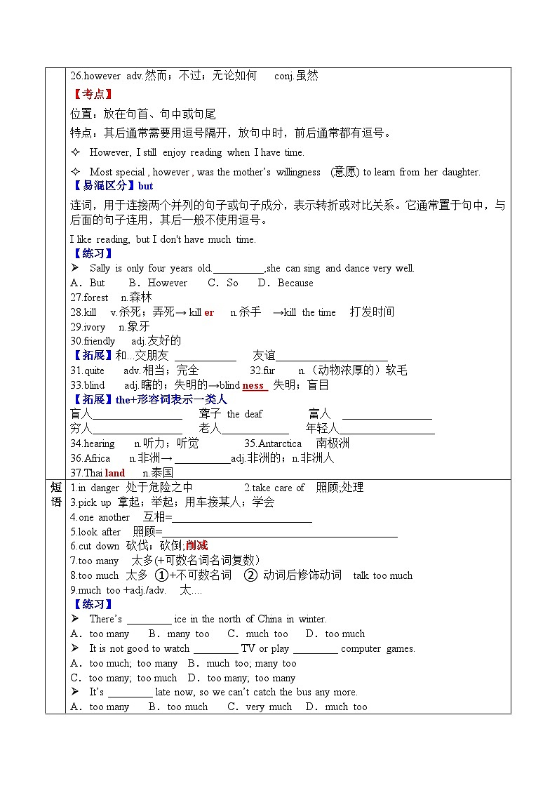 Unit1 Animal Friends  2025年人教版新版七年级下册知识点总结&语法专项练习（学生版）第3页