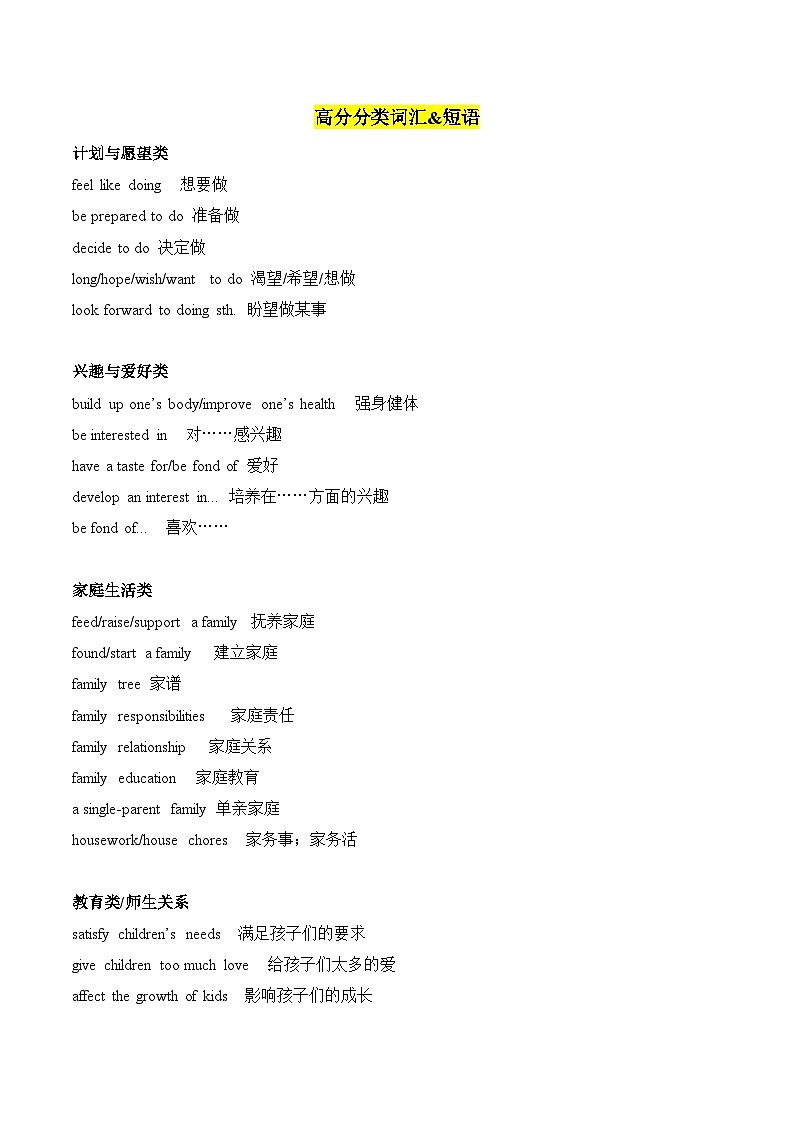 备战2025中考英语复习书面表达必备素材学案第1页