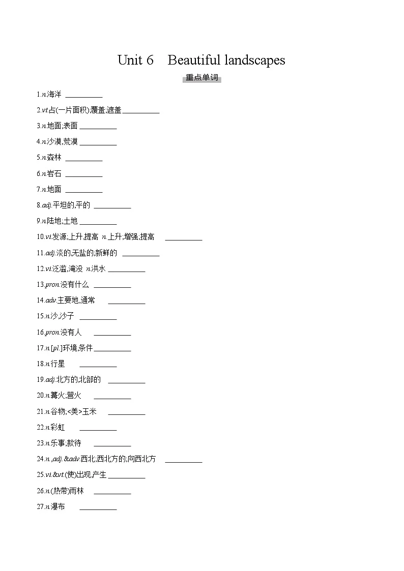 Unit 6 Beautiful landscapes第1页