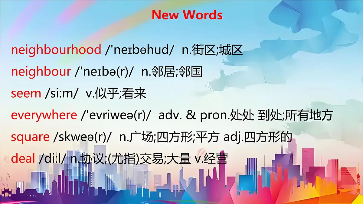 Unit 5 Lesson 1 My neighbourhood（同步课件）-2024-2025学年七年级英语下册（冀教版2024）第5页