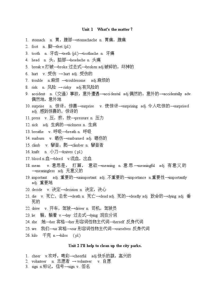 人教英语八年级下册单词词性转换背诵版学案第1页