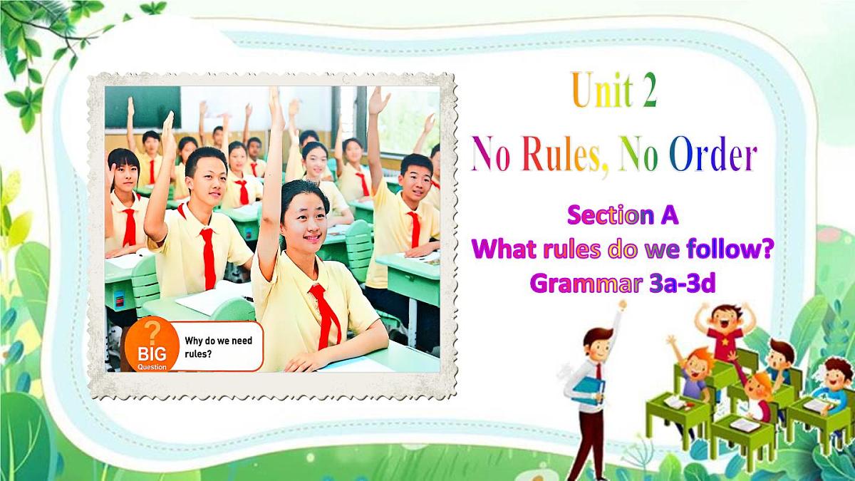 2024版人教版七年级英语下册Unit 2 No Rules, No Order Section A Grammar Focus 同步课件第1页