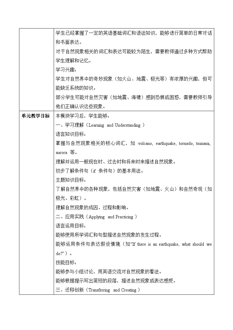 Unit 5 Amazing nature大单元整体教学设计第四课时Presenting ideas&Reflection 外研版七年级下册英语第3页