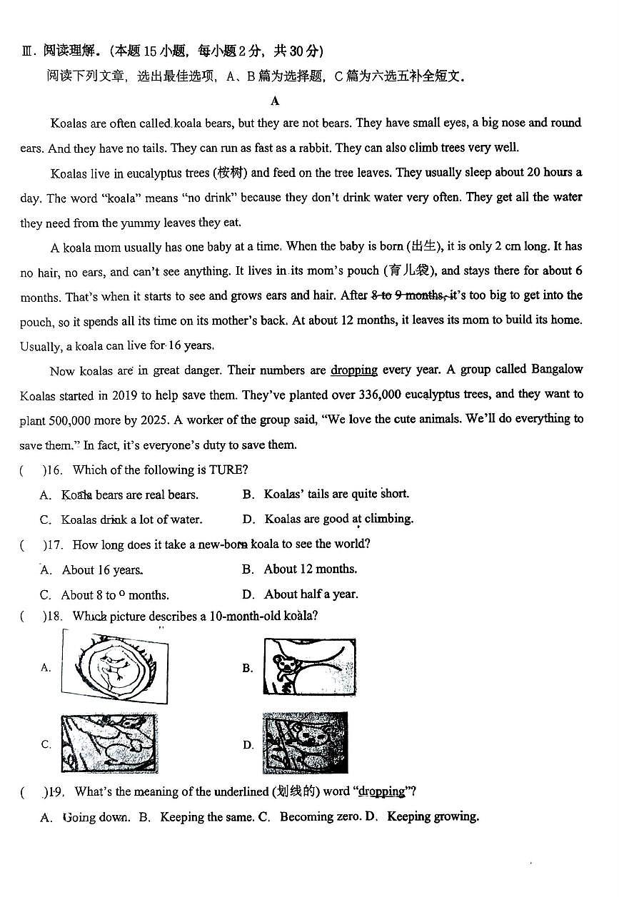 山东省青岛市胶州市瑞华实验初级中学2024-2025学年七年级下学期3月月考英语试题第2页