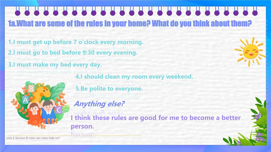 初中 英语 人教版（2024）七年级下册（2024）Unit 2   No Rules，No Order Section B 课件第2页