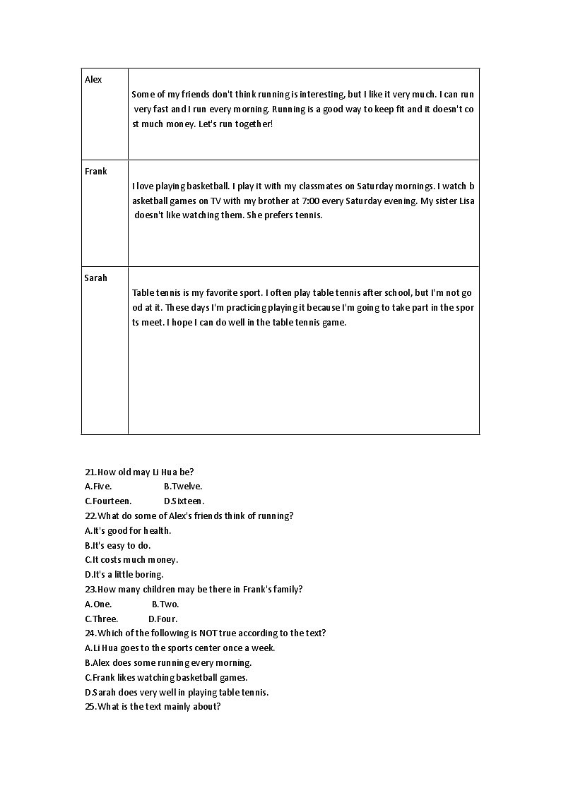 期中模拟练习2024-2025学年外研版英语七年级下册（外研版2024）第3页