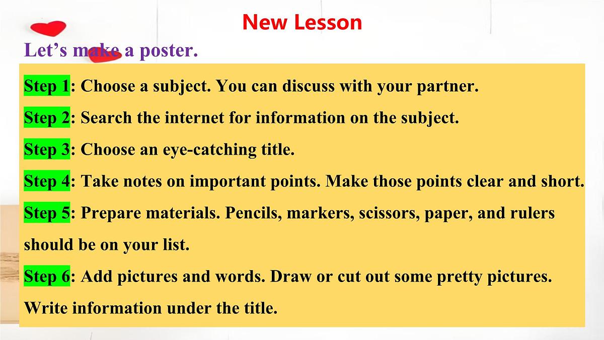 Unit 6 Lesson5 How to make a poster（同步课件）-2024-2025学年七年级英语下册（冀教版2024）第7页